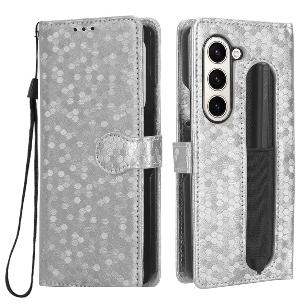 For Samsung Galaxy Z Fold5 5G PU Leather Wallet Case Dot Imprint Stand Phone Cover with Pen Holder For Samsung Galaxy Z Fold5 5G PU Leather Wallet Case Dot Imprint Stand Phone Cover with Pen Holder